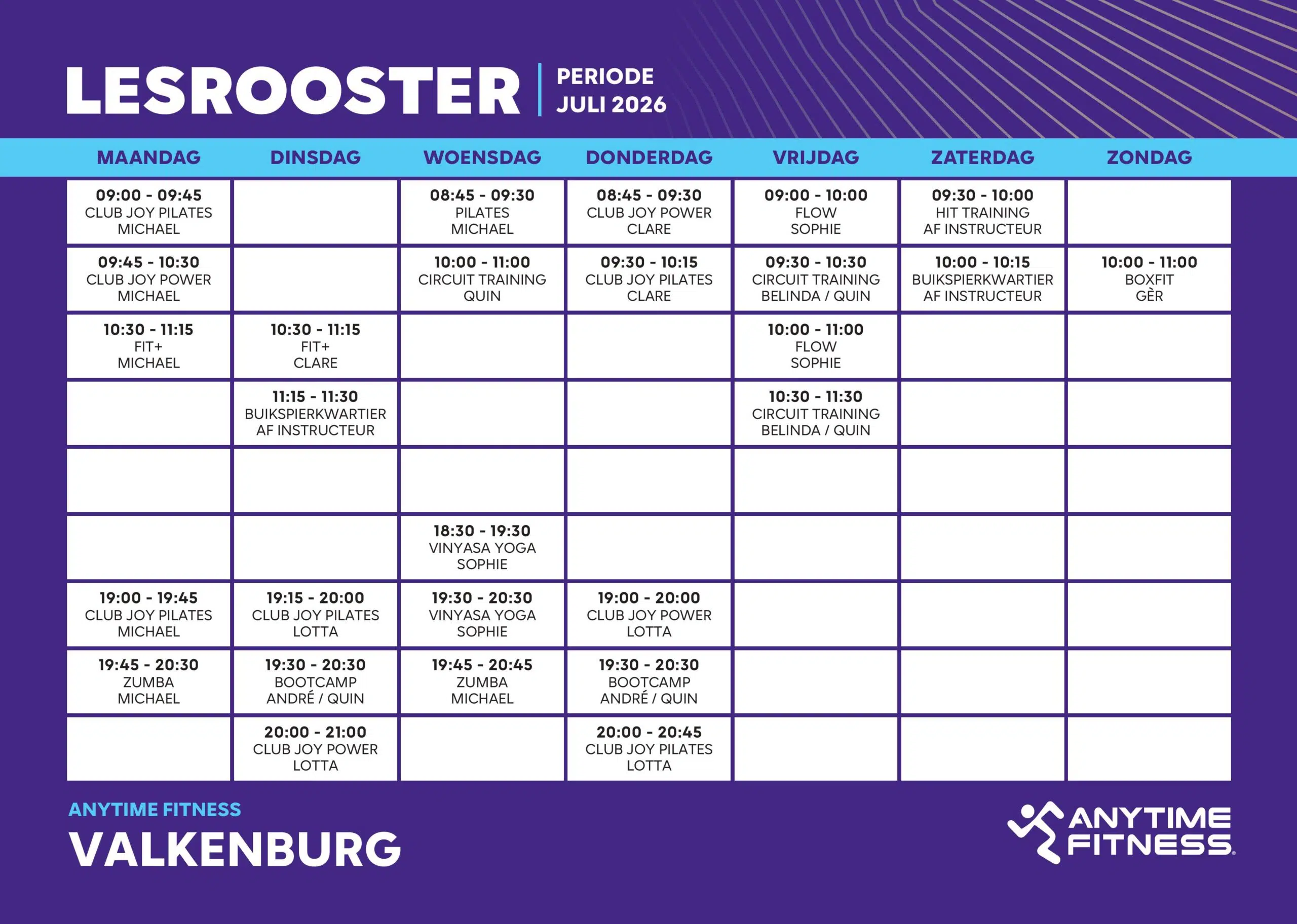 Group lesson schedule